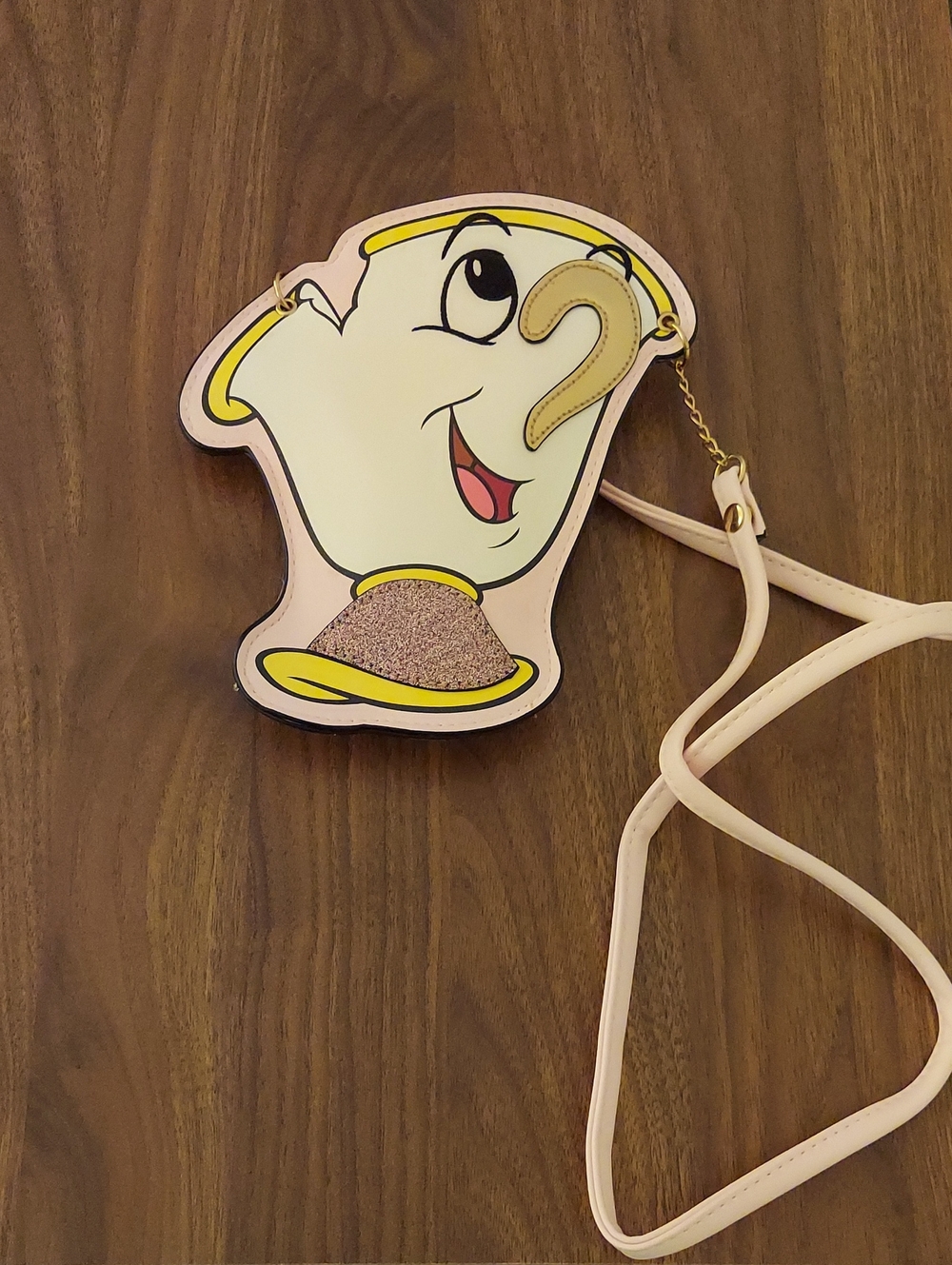 Disney Mrs. Potts Pink Crossbody Bag with Yellow Accents